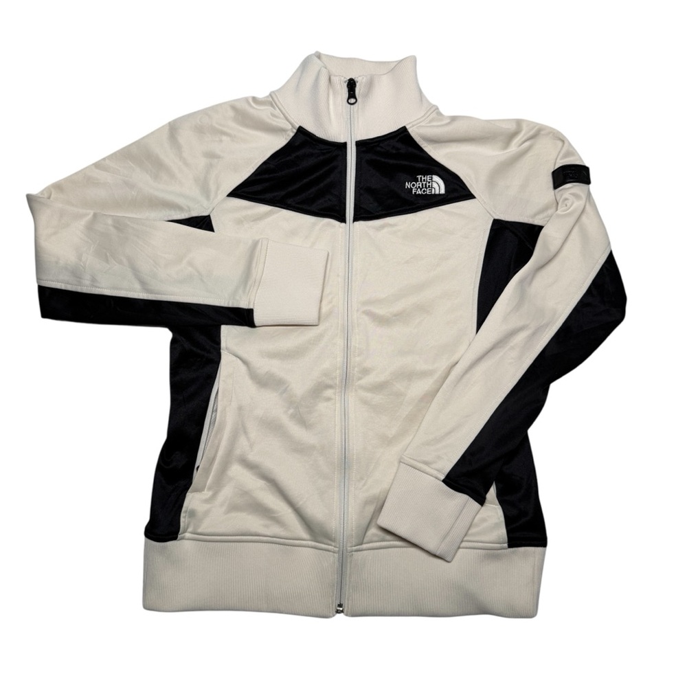 The North Face Colorblock Track Jacket Women's Med White Black Full Zip NF0A3LGN